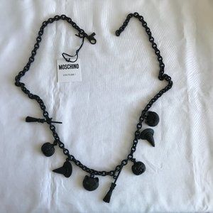 SOLD! Moschino Couture Jeremy Scott HALLOWEEN BLACK GALVANIC CHARMS DRESS BELT